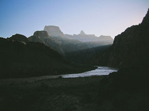 canyon river in morning sunlight 