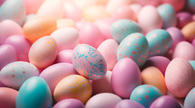 Colorful pastel Easter eggs background texture.