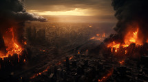 City on fire. Armedgeddon concept. 