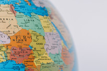 closeup of a globe showing Africa 