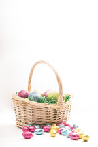 Easter eggs in an Easter basket 