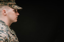 side profile of a Marine in uniform 