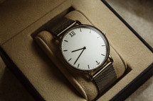 luxury men's watch in a gift box. Accessories for a businessman.