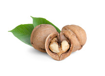 Inside of a cracked walnut