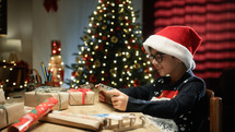 Child playing with his gift for Christmas 