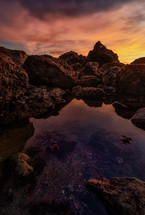 tide pool at sunset 