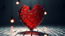Broken cracked red heart. 
