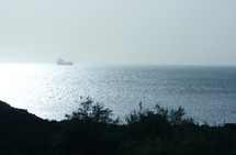 ship in the ocean in Caesarea 