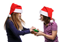 sisters fighting over a Christmas gift 
