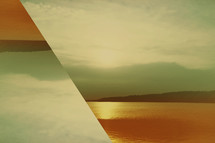 Abstract sunset over lake background. 