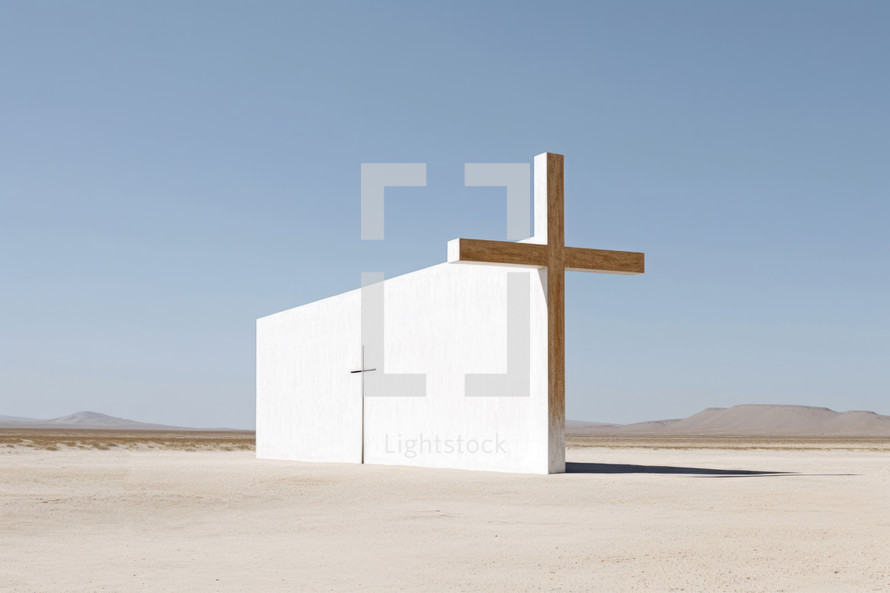 Cross in the middle of the desert. Faith. Bring His word