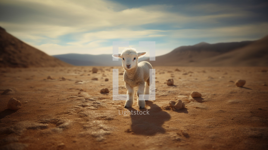 Lost little lamb in the desert.