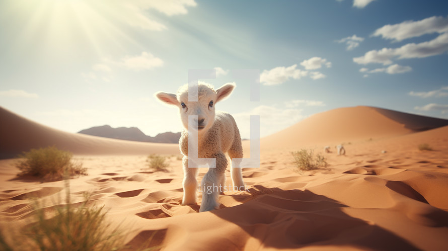 Lost little lamb in the desert.