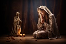 Woman praying on dark background