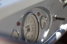 gauges on a vintage car 