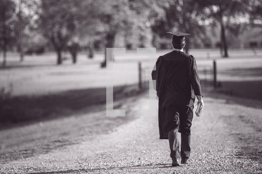 graduate walking towards his future