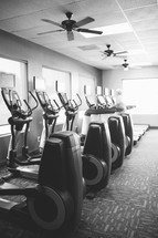 Elliptical machines in a gym 