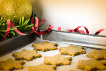 Christmas cookies on a cookie sheet 