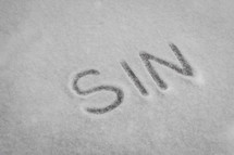word sin written in snow 
