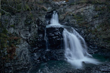 cascading waterfall over rocks 