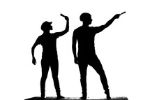 silhouettes of actors on stage 