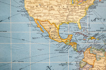 vintage map of the United States and Mexico 