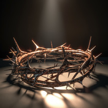 The crown of thorns lying in the sand