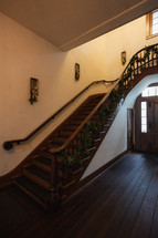 Historic building preserved - staircase ready for Christmas