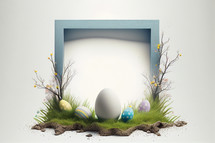 Easter Frame on White Background