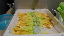 Typical food Zucchini flowers in a popular festival in Calabria