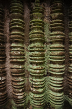 sculptural wall with moss