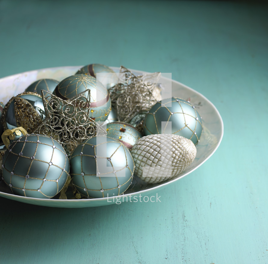 ornaments in a bowl 