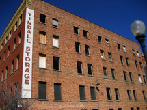 An abandoned brick warehouse