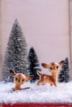 Christmas deer in a snowy scene 