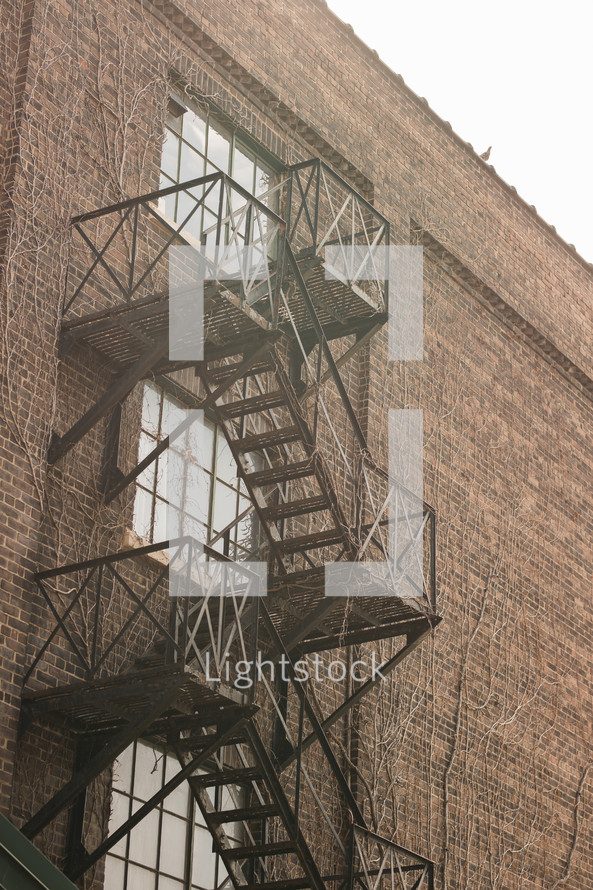 fire escape on a brick building 