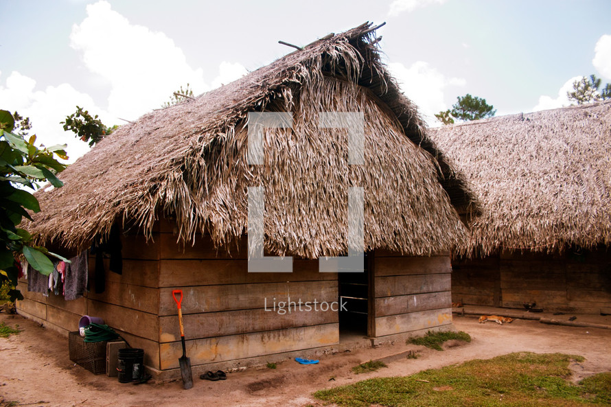 A traditional Mayan grass hut