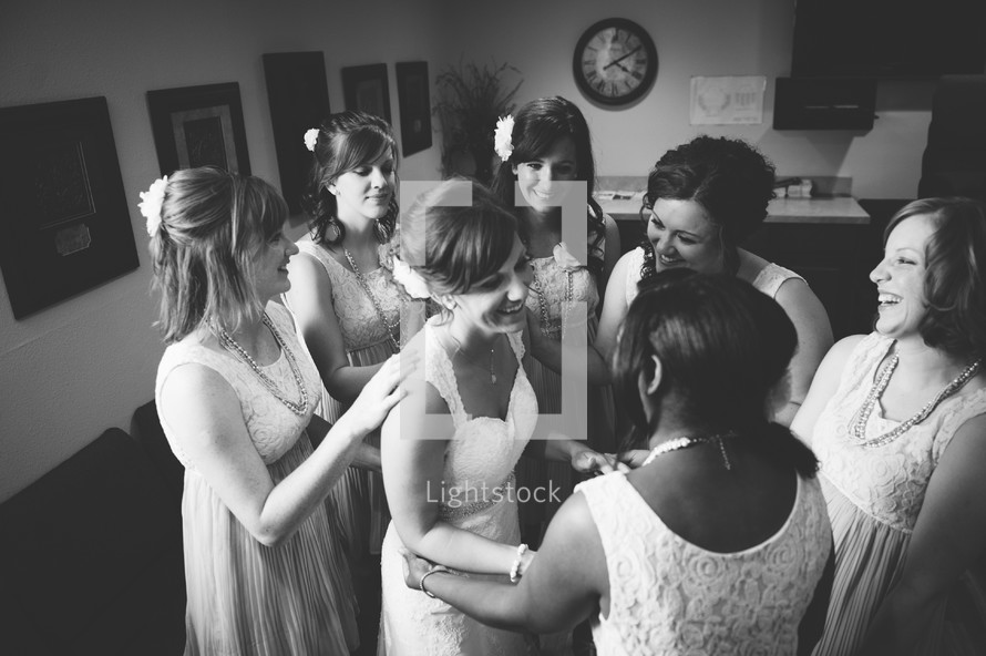 bridesmaids and the bride 