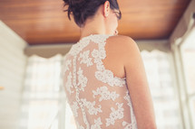 lace details on the back of a wedding dress