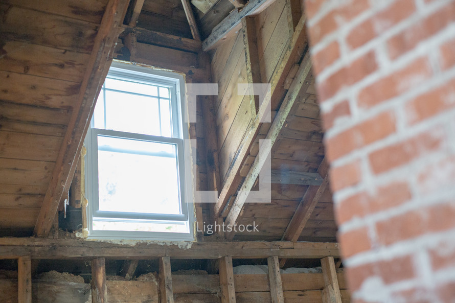 a window in an attic 
