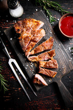 Grilled pork steak with rosemary. High quality photo