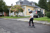 a boy rollerblading 