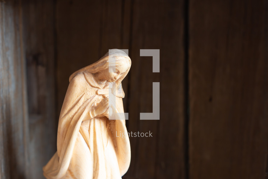 wooden Mary figurine 