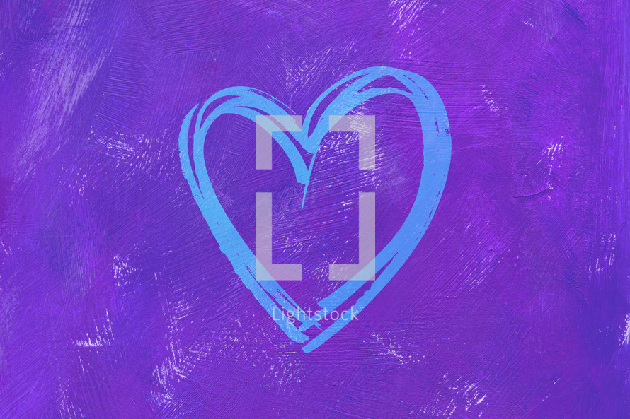blue heart on purple 