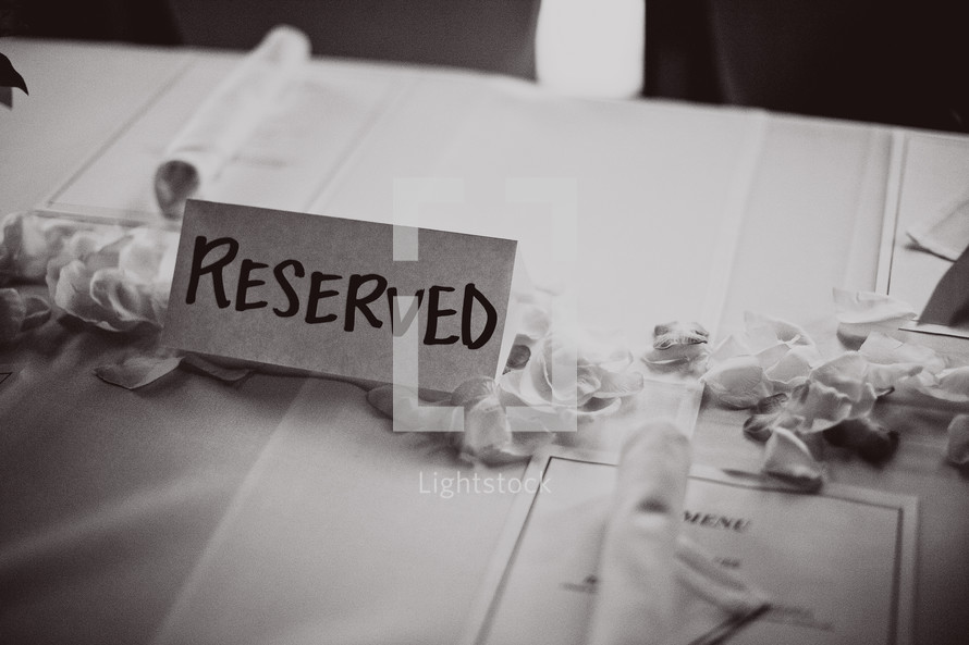 reserved table sign