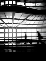 running through an airport 