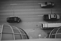 Aerial view of cars on a street