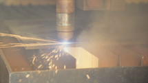 Slow motion of a Plasma laser cutting a metal plate