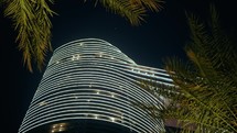 Illuminated skyscraper at night light 