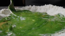 Preparing The Dough Of Green Basil Vegetable Tagliatelle Food