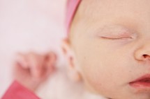 Closeup of infant girl sleeping